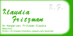 klaudia fritzman business card
